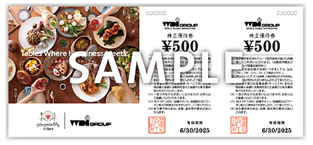 WDI 株主優待（20,000円分）とVIP CARD　期限2023年6月末